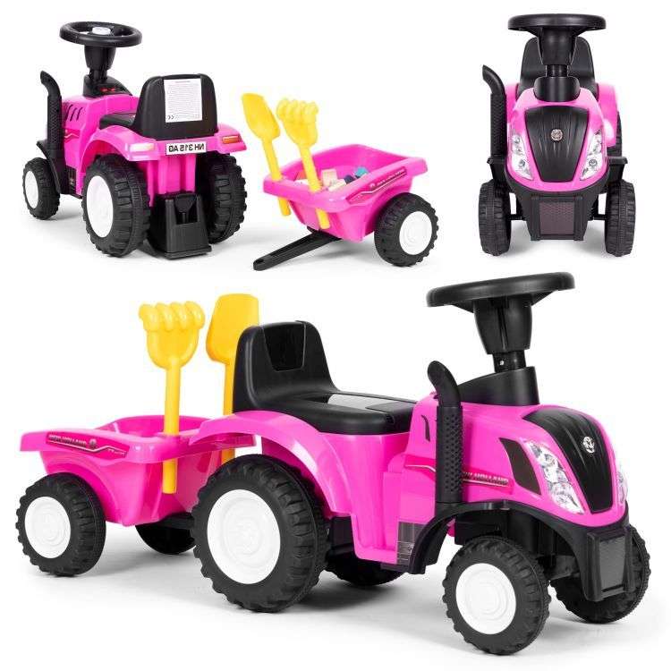 TRAKTOR SA PRIKOLICOM PINK ECOTOYS