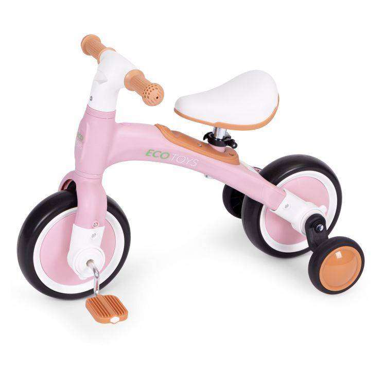 Ecotoys balans bicikl sa pedalama i pomoćnim točkovima 3u1 pink